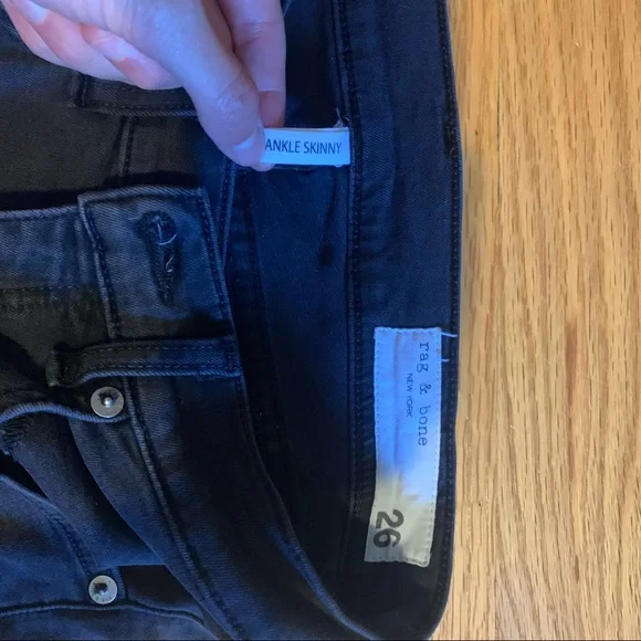 Rag & Bone Skinny Ankle Black Raw Hem Size 26 - Picture 14 of 15